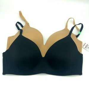 2 bras size 36 B, black and beige.